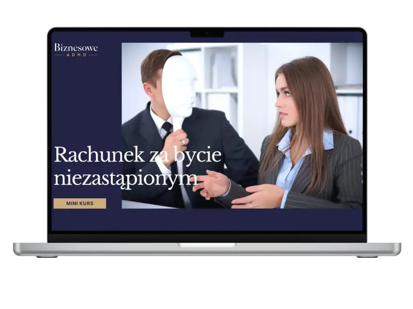 Mini kurs „Rachunek za bycie niezastąpionym” na ekranie laptopa